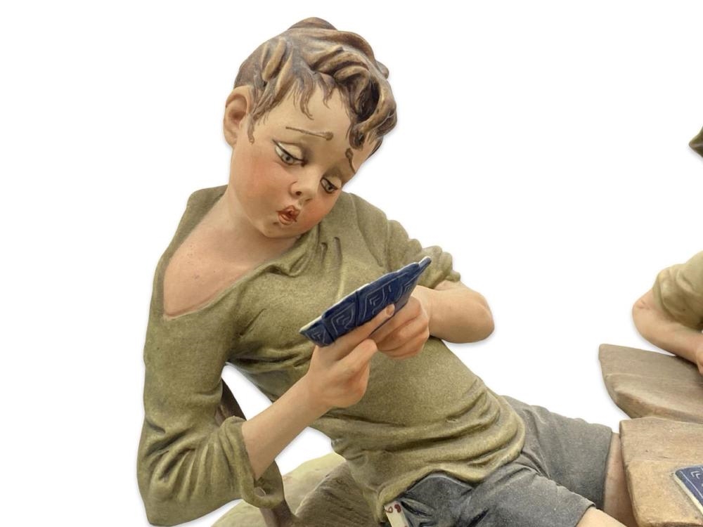 Artwork by Bruno Merli, Signed Merli Capidimonte Card Game Sculpture, Made of Sculpture