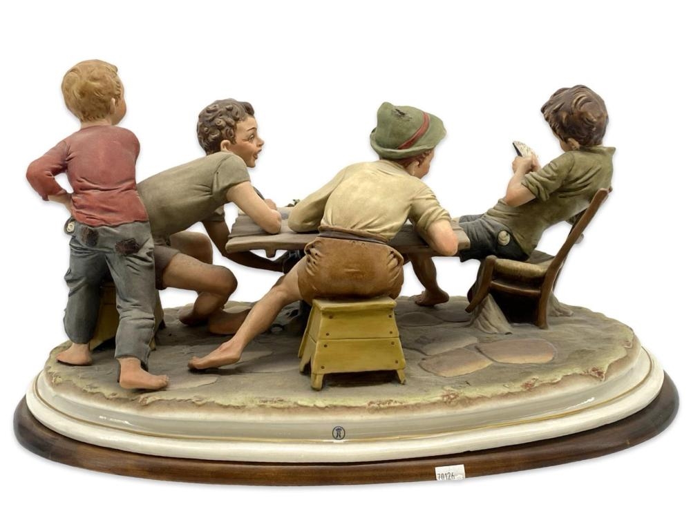 Artwork by Bruno Merli, Signed Merli Capidimonte Card Game Sculpture, Made of Sculpture