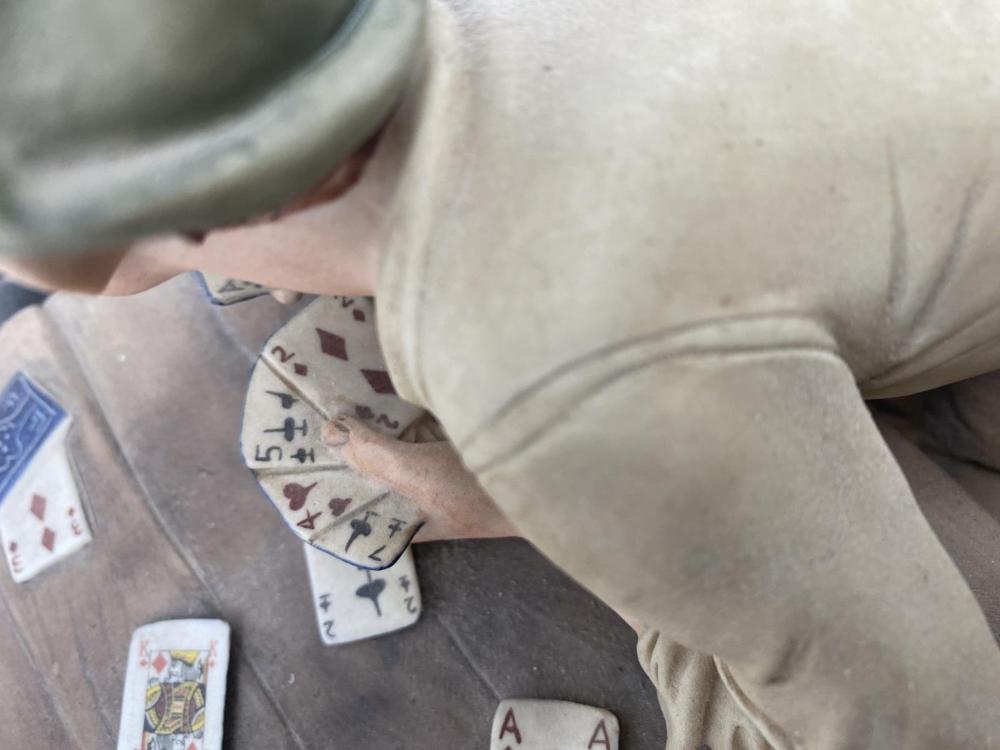 Artwork by Bruno Merli, Signed Merli Capidimonte Card Game Sculpture, Made of Sculpture