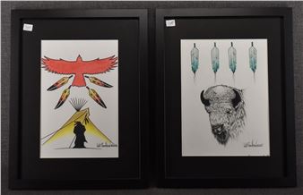 TWO KIOWA PAINTINGS (WILL REDBIRD - Will Redbird