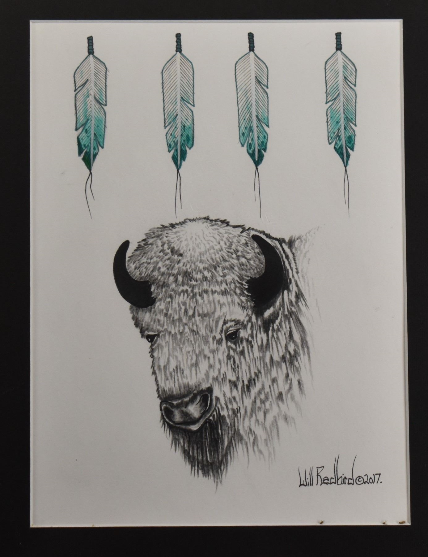 Artwork by Will Redbird, TWO KIOWA PAINTINGS (WILL REDBIRD, Made of hand painted on paper