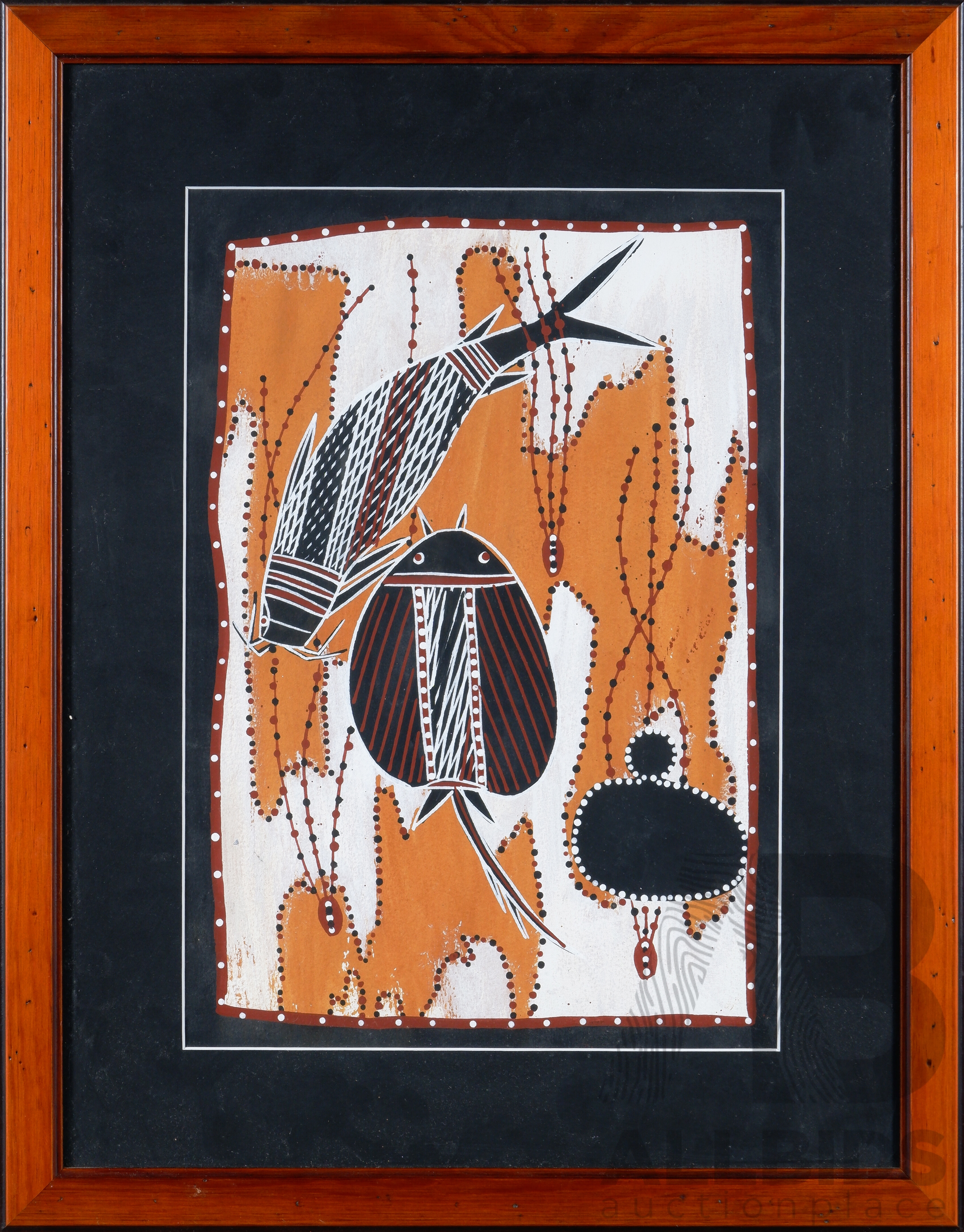 Artwork by Bolda Hunter Bim, Nawarah & Giyowk Dreaming 1995, Made of Natural Pigments on Paper