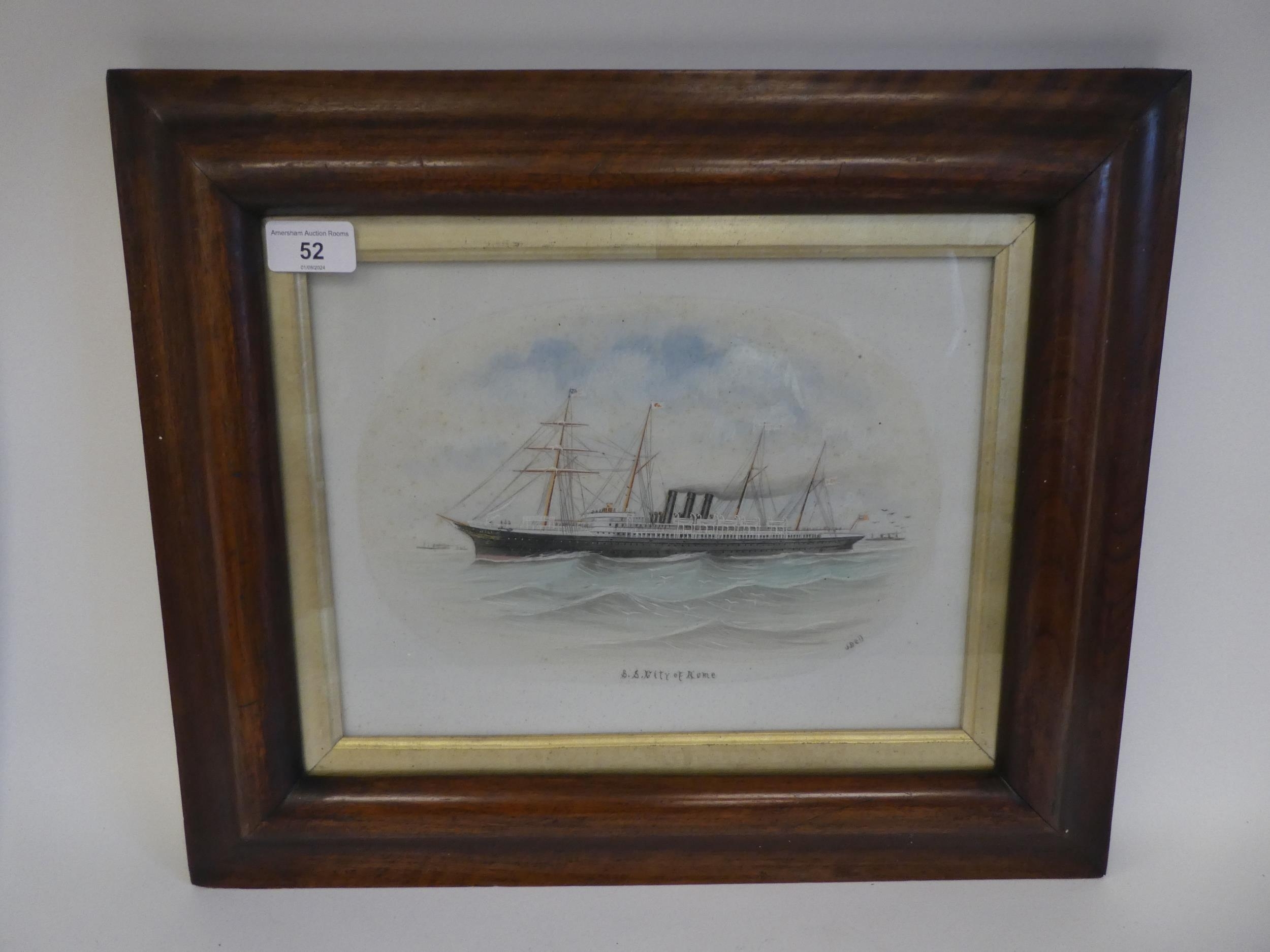 Artwork by J. Bell, SS City of Rome, Made of oil on board