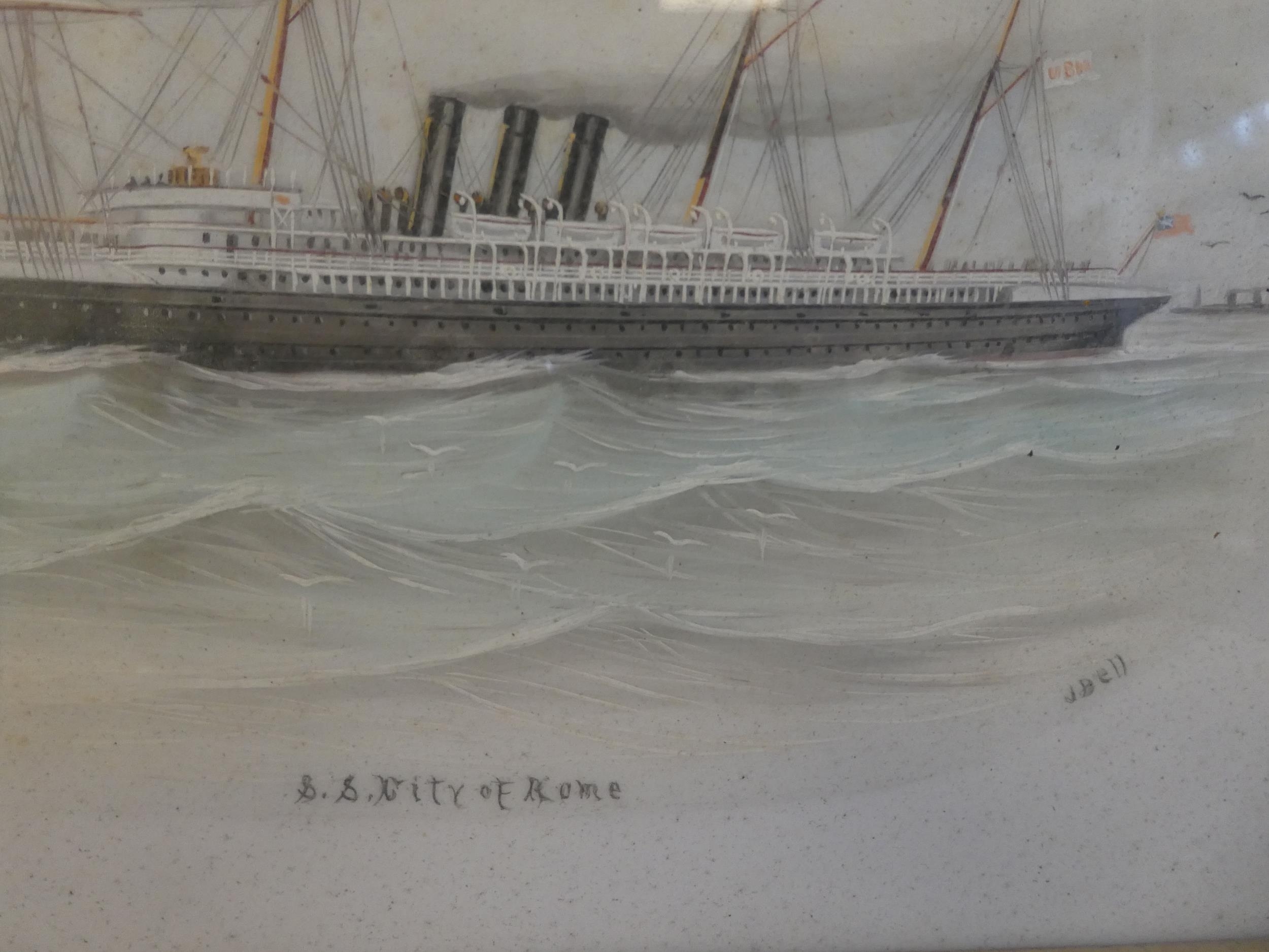 Artwork by J. Bell, SS City of Rome, Made of oil on board