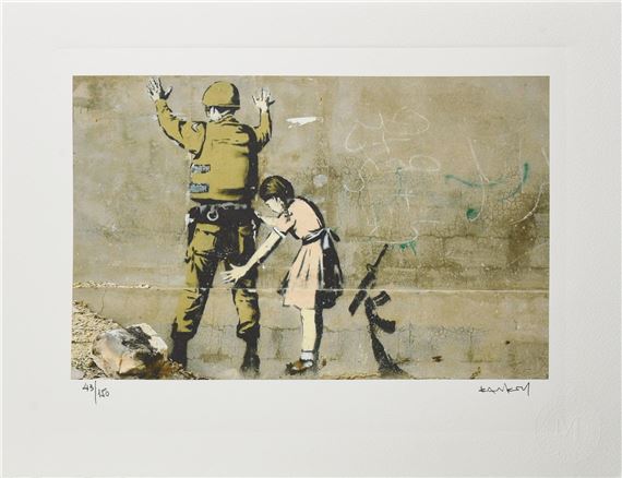 Da Banksy GIRL FRISKING SOLDIER (2007) eliografia su carta