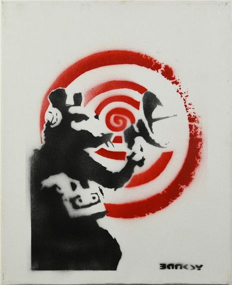 Banksy RADAR RAT spray stencil su tela