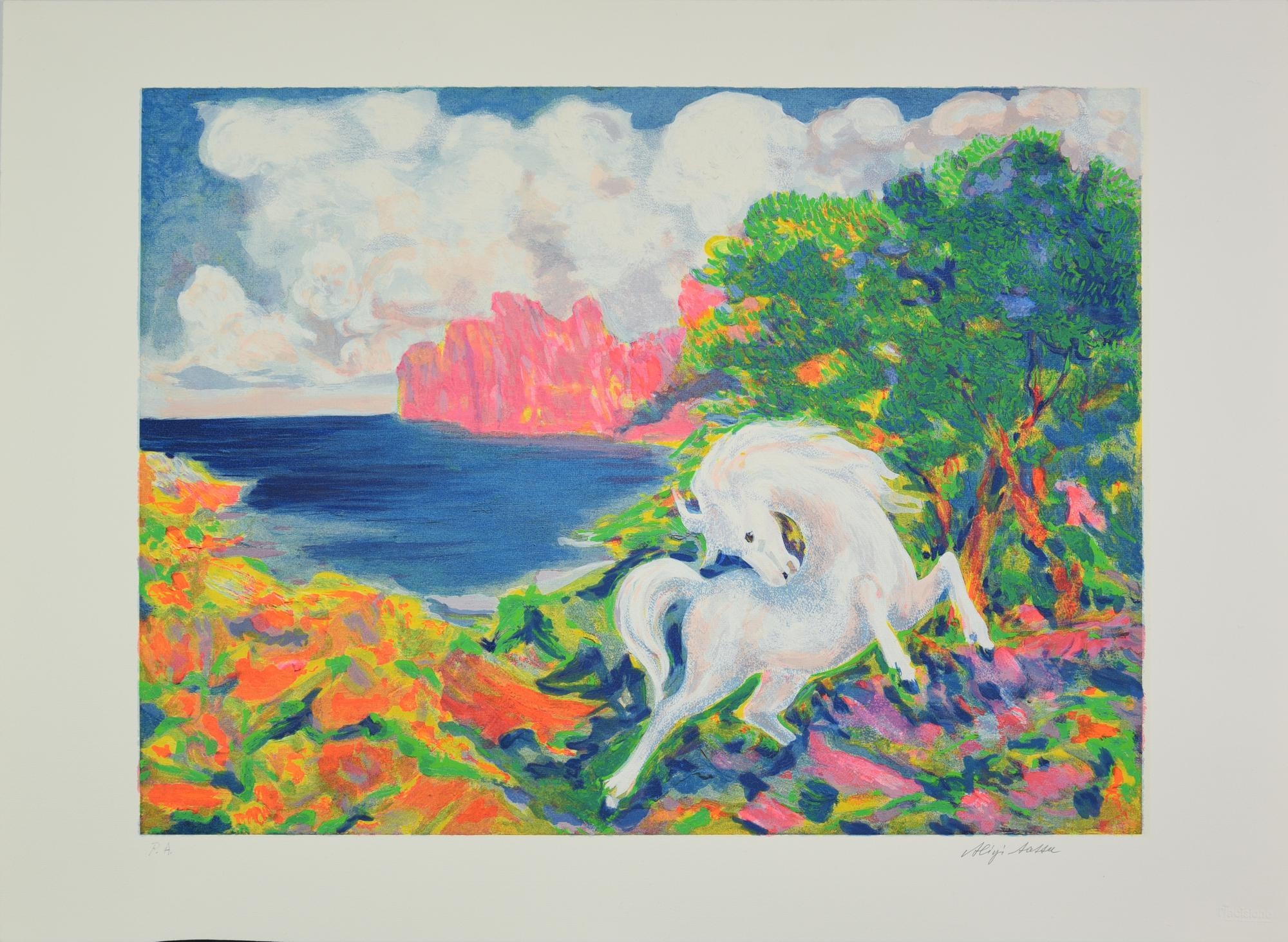 Aligi Sassu | Aligi Sassu (1912 - 2000) CAVALLO BIANCO DELLA CALA (1997 ...