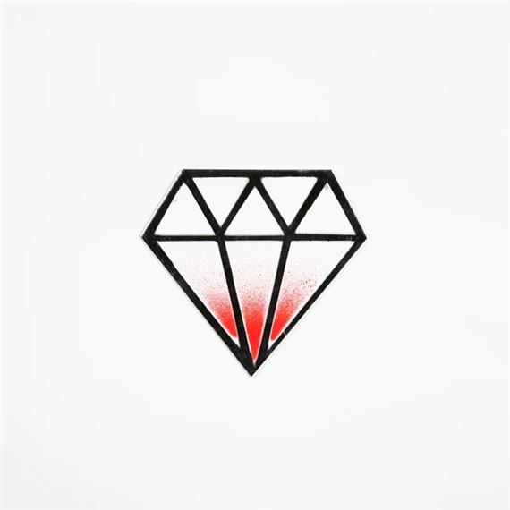 THE DIAMOND Diamant S Stencil paint on mirror Signed by the artist 4.5 "x 5" - 11 - Le Diamantaire