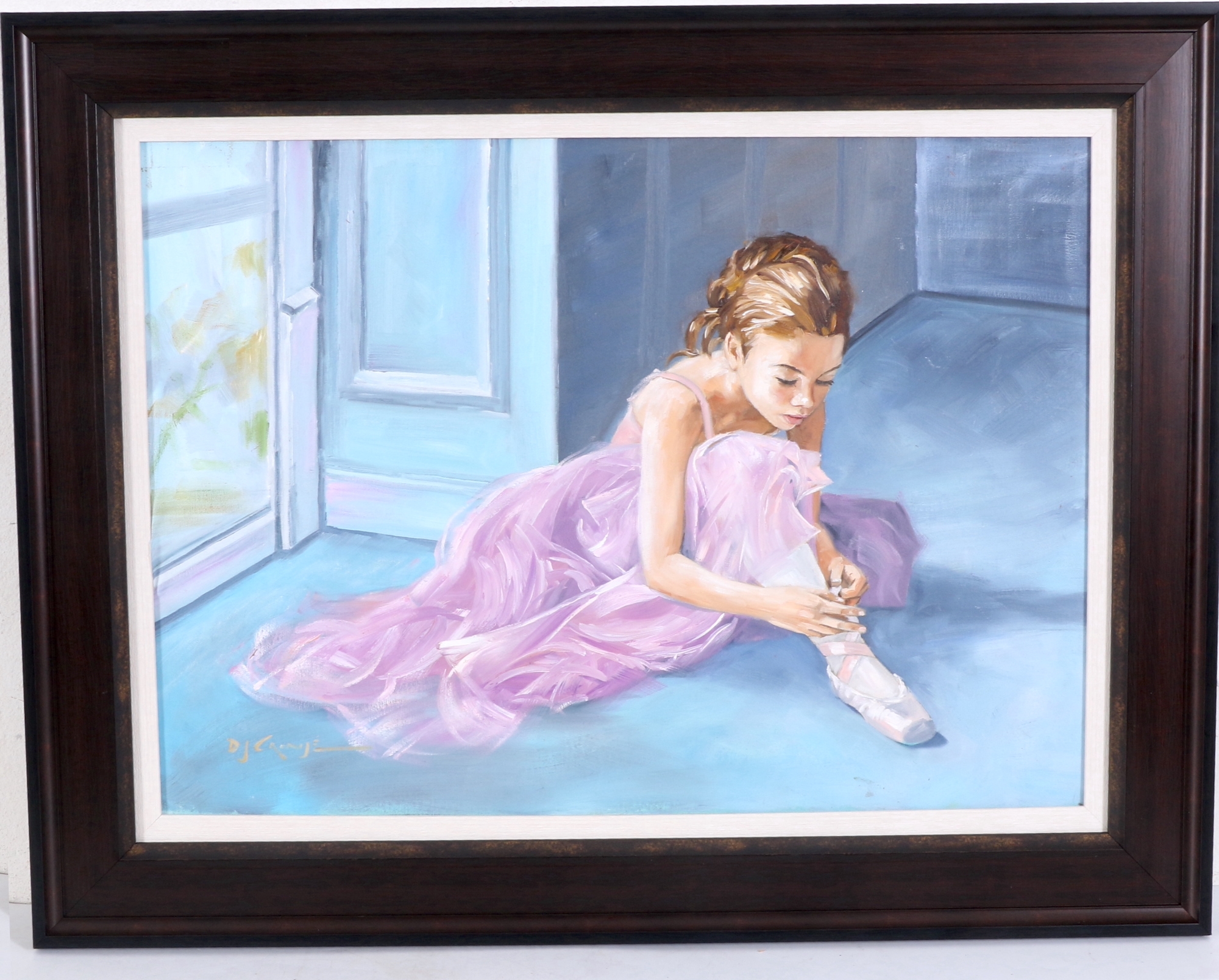 Artwork by Danie Cronje, SEATED BALLERINA, Made of oil on canvas on board