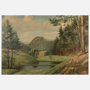 Artwork by Friedrich Reimann, Landschaft bei Zeulenroda, Made of Öl auf Hartfaserplatte