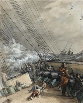 From the deck of a warship in rough weather - Frederik Theodor Kloss