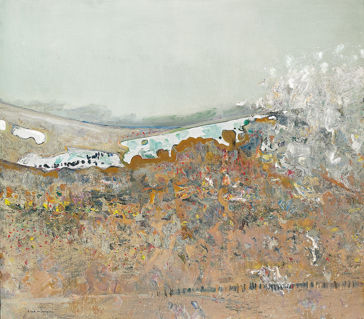 Artwork by Fred Williams, Summer Snow at Perisher, Made of oil on canvas