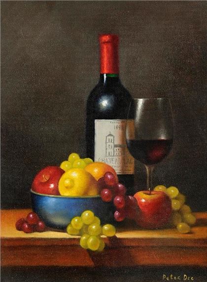 Still Life - Fruit and Wine by Peter Dee