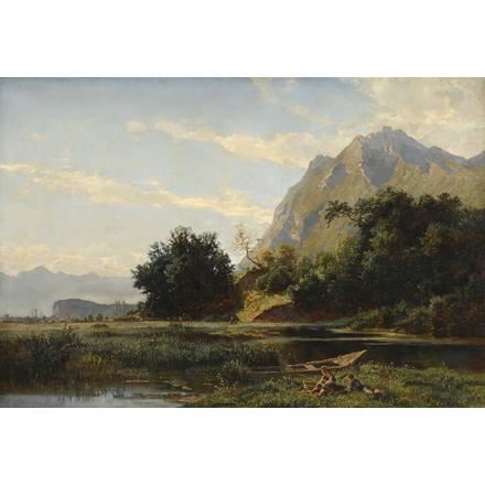 Enfants et barque au bord de l'eau by Eugène Etienne Sordet