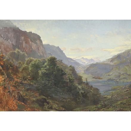 Paysage de lac en montagne by Eugène Etienne Sordet