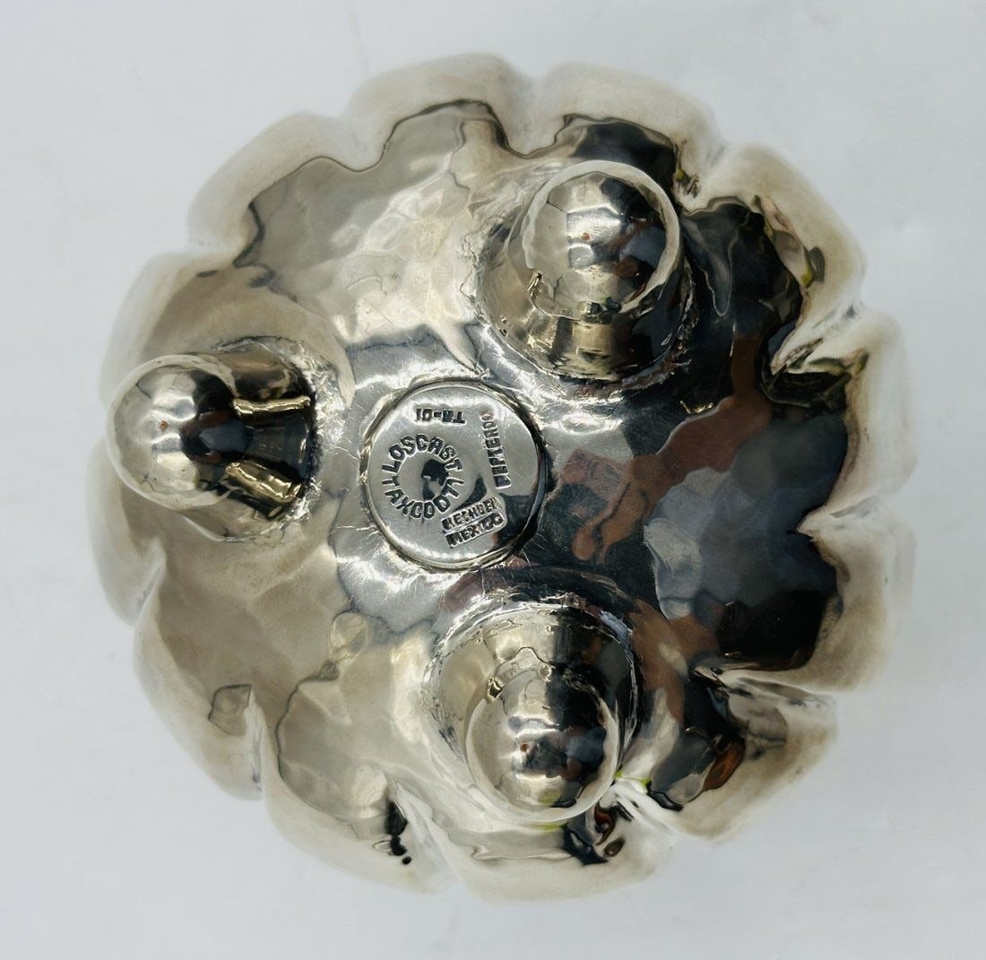 Artwork by Los Castillo, Los Castillo Silver & Mother of Pearl Footed Vase. Mexico 1960s, Made of Vintage Silver