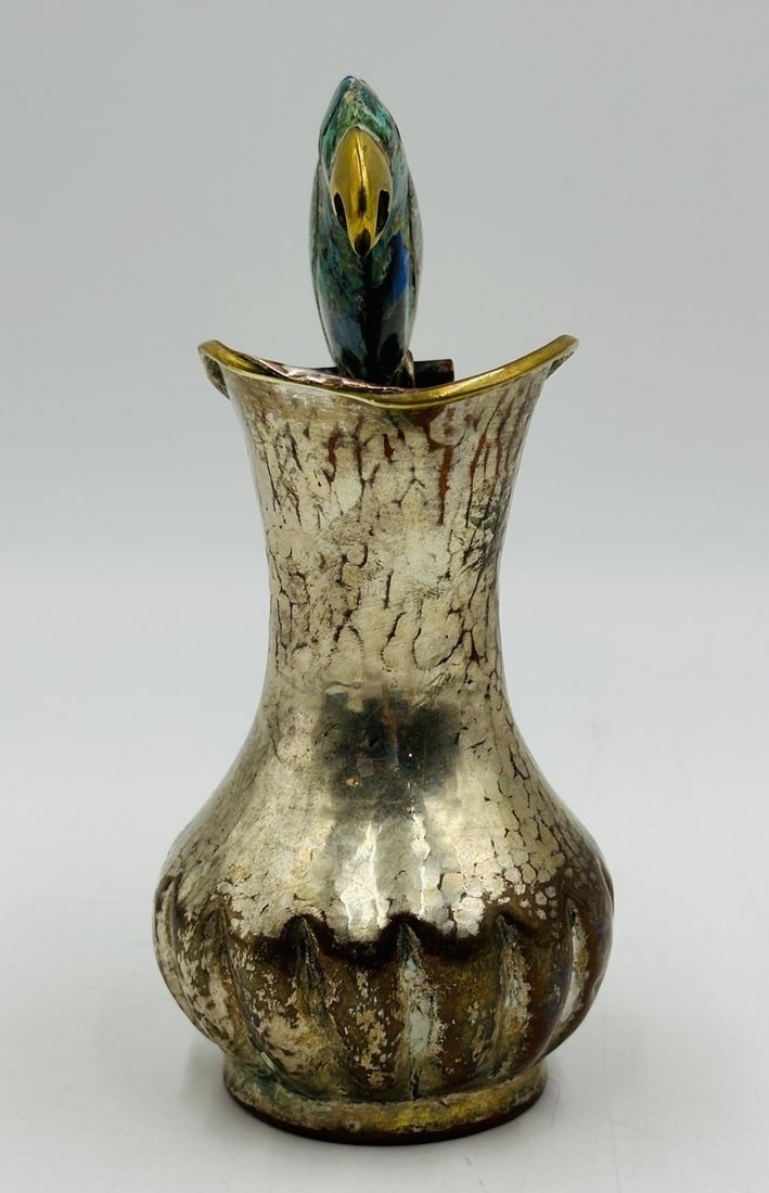 Artwork by Los Castillo, Los Castillo Style, Pitcher with a Hard-Stone and Brass Parrot Handle, Mexico 1960s, Made of Stone and Brass