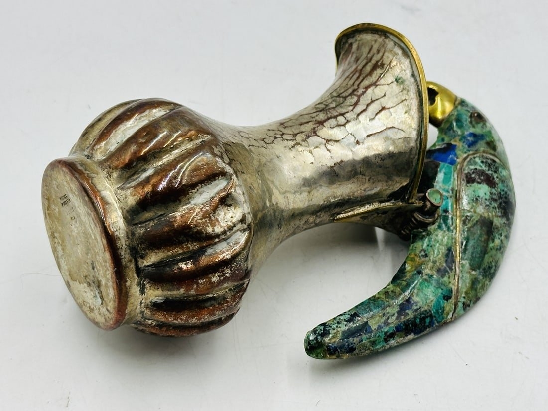 Artwork by Los Castillo, Los Castillo Style, Pitcher with a Hard-Stone and Brass Parrot Handle, Mexico 1960s, Made of Stone and Brass