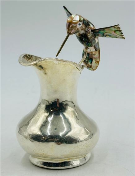 Los Castillo Hummingbird Pitcher With Abalone Shell Body, Mexico 20th Century