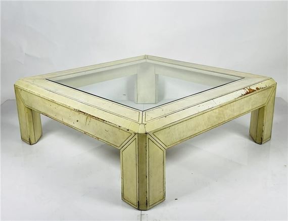 Karl Springer | Large Coffee Table Embossed in Leather in the style of ...