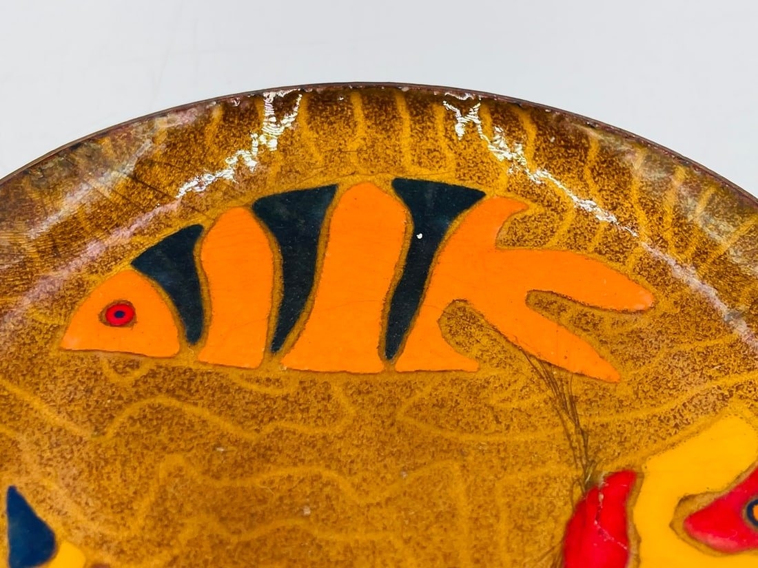 Artwork by Los Castillo, Miguel Pineda Godoy, Vintage Copper & Enamel Plate by Miguel Pineda for Los Castillo, Signed, Mexico 20th Century, Made of Vintage Copper & Enamel