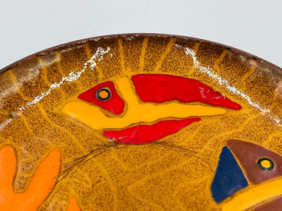 Artwork by Los Castillo, Miguel Pineda Godoy, Vintage Copper & Enamel Plate by Miguel Pineda for Los Castillo, Signed, Mexico 20th Century, Made of Vintage Copper & Enamel