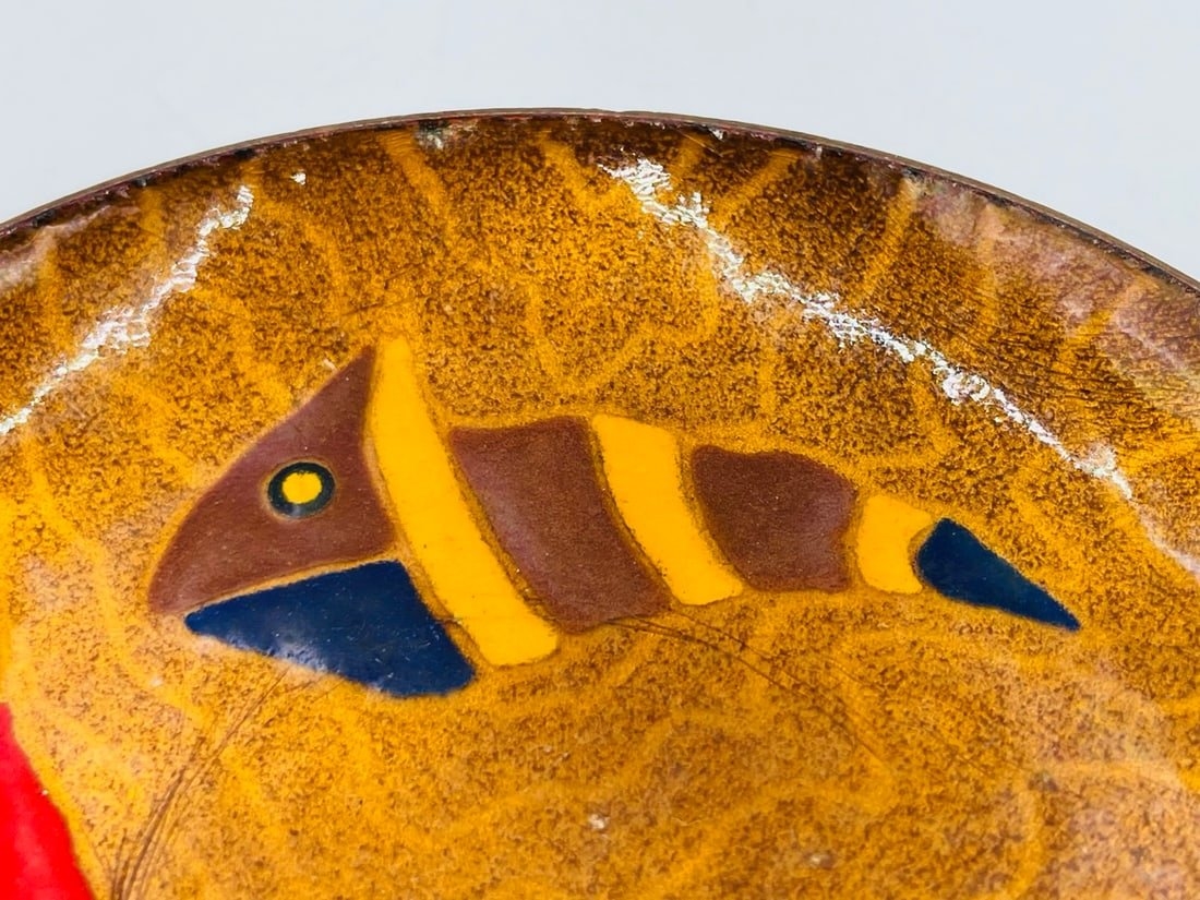 Artwork by Los Castillo, Miguel Pineda Godoy, Vintage Copper & Enamel Plate by Miguel Pineda for Los Castillo, Signed, Mexico 20th Century, Made of Vintage Copper & Enamel