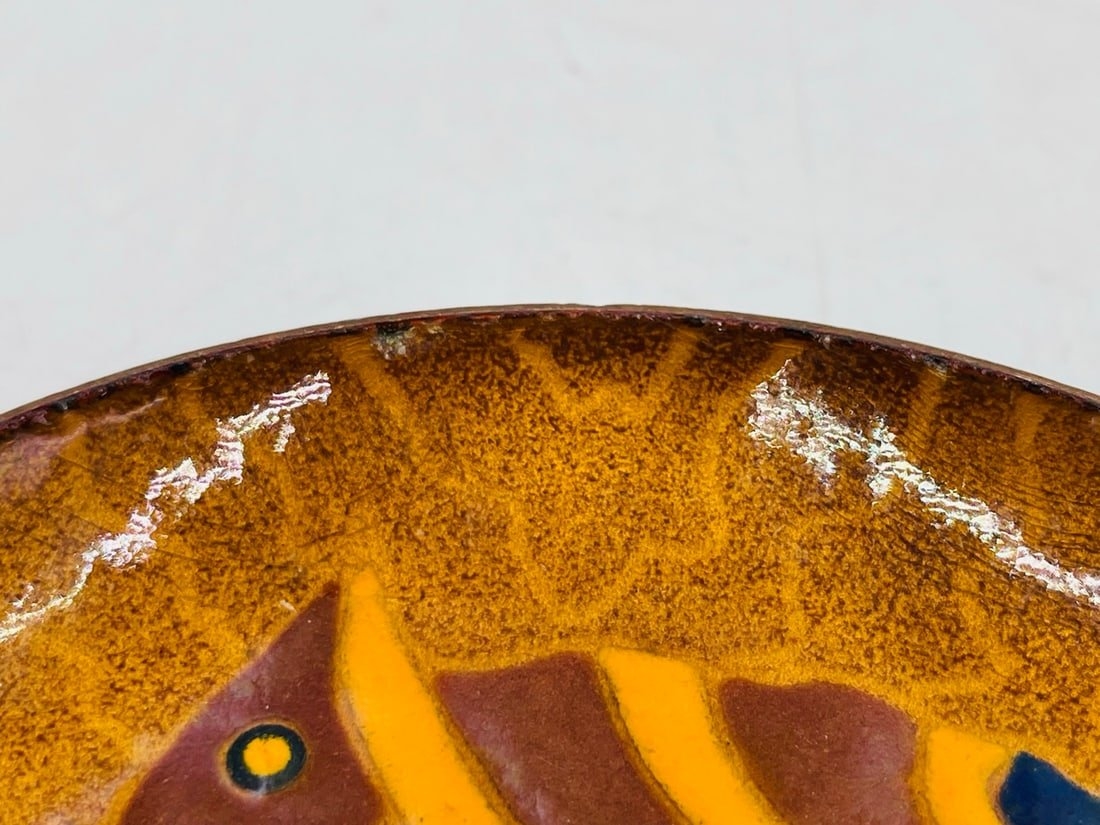 Artwork by Los Castillo, Miguel Pineda Godoy, Vintage Copper & Enamel Plate by Miguel Pineda for Los Castillo, Signed, Mexico 20th Century, Made of Vintage Copper & Enamel