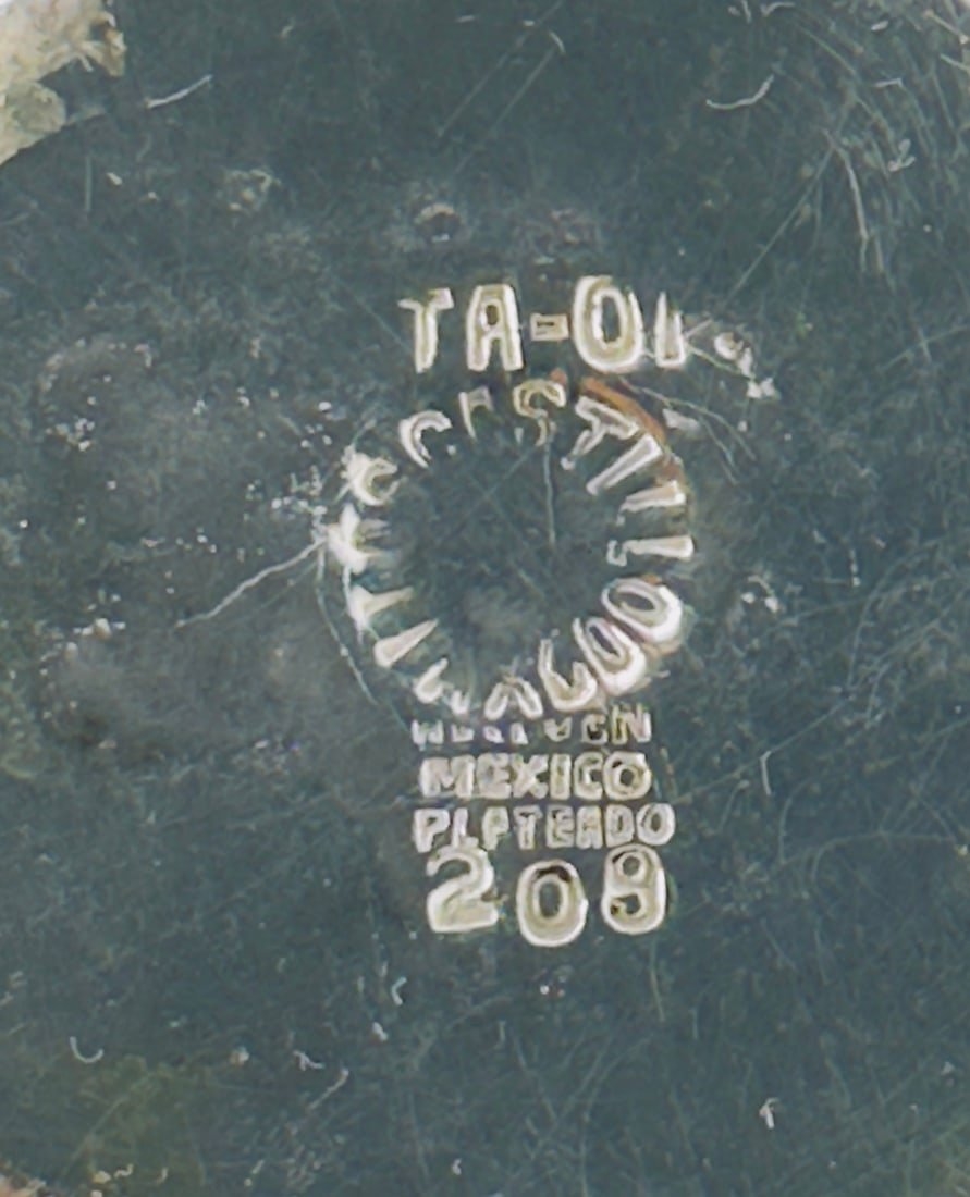 Artwork by Los Castillo, Bird of Paradise Silver Pitcher with Stone Inlay by Los Castillo, Mexico Mid 20th Century, Made of malachite stone