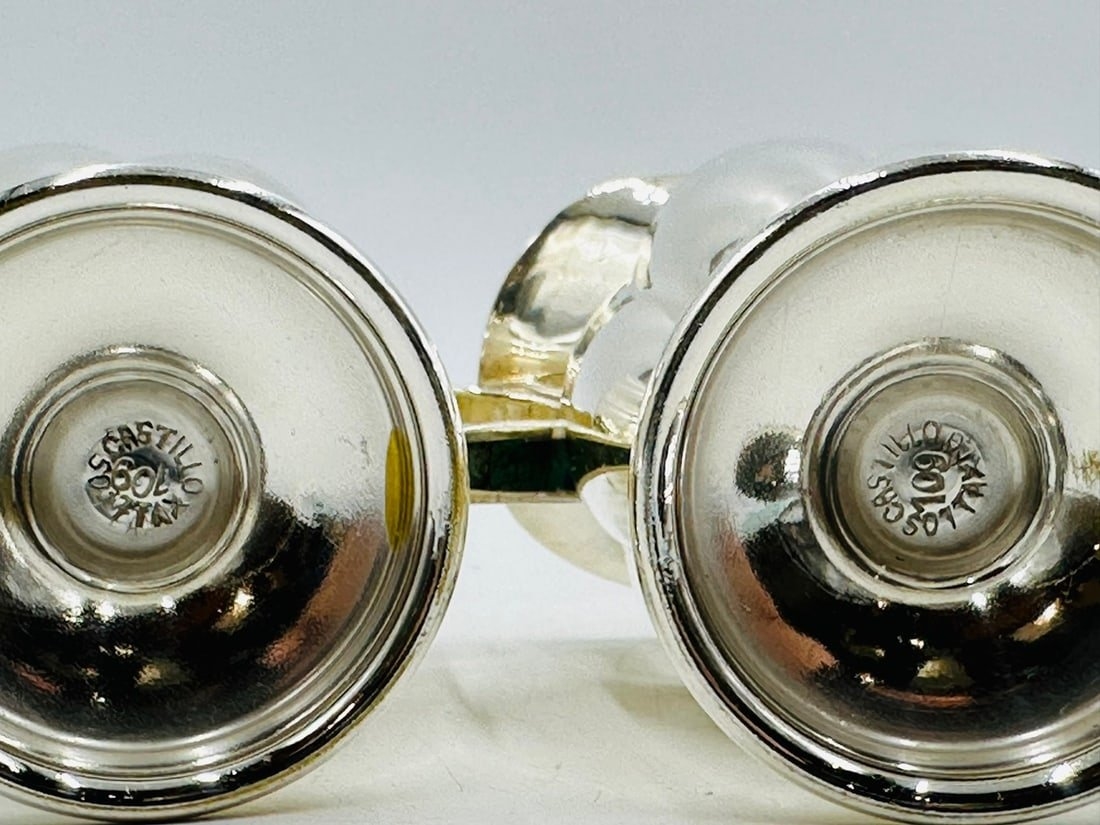 Artwork by Los Castillo, Los Castillo, Tea/Coffee Service Including Tray, Pitcher & Creamer w/ Azurite & Malachite, Mexico, Made of Malachite stone