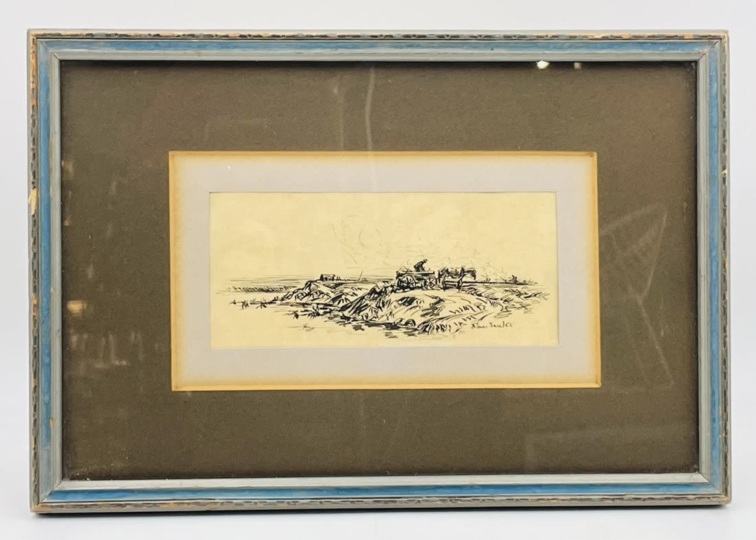 Artwork by Ross Saulet, Ink on Paper Western Artwork Signed Ross Saulet, Made of Ink on Paper