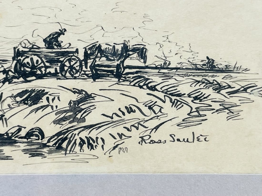 Artwork by Ross Saulet, Ink on Paper Western Artwork Signed Ross Saulet, Made of Ink on Paper