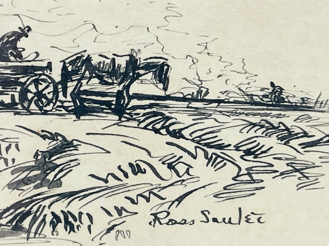 Artwork by Ross Saulet, Ink on Paper Western Artwork Signed Ross Saulet, Made of Ink on Paper