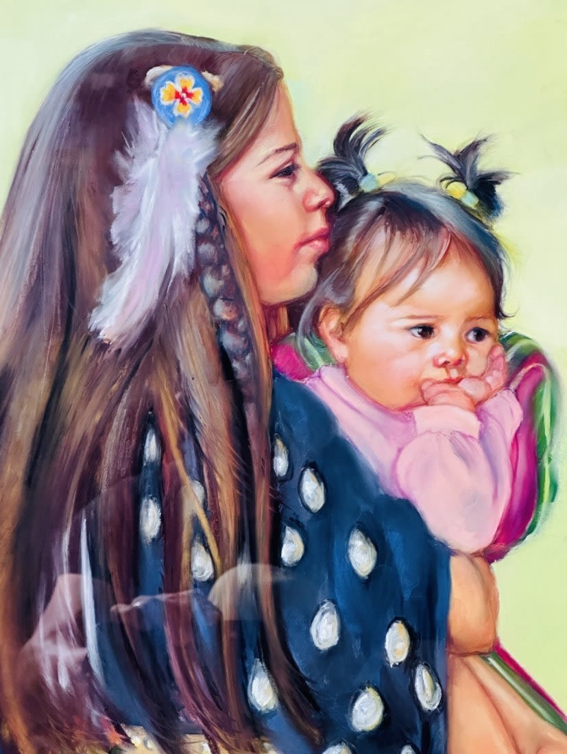 Artwork by Carol Theroux, Tenderness" Native American Painting by Carol Theroux (USA 1930-2021, Made of Painting