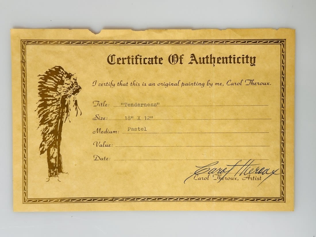 Artwork by Carol Theroux, Tenderness" Native American Painting by Carol Theroux (USA 1930-2021, Made of Painting