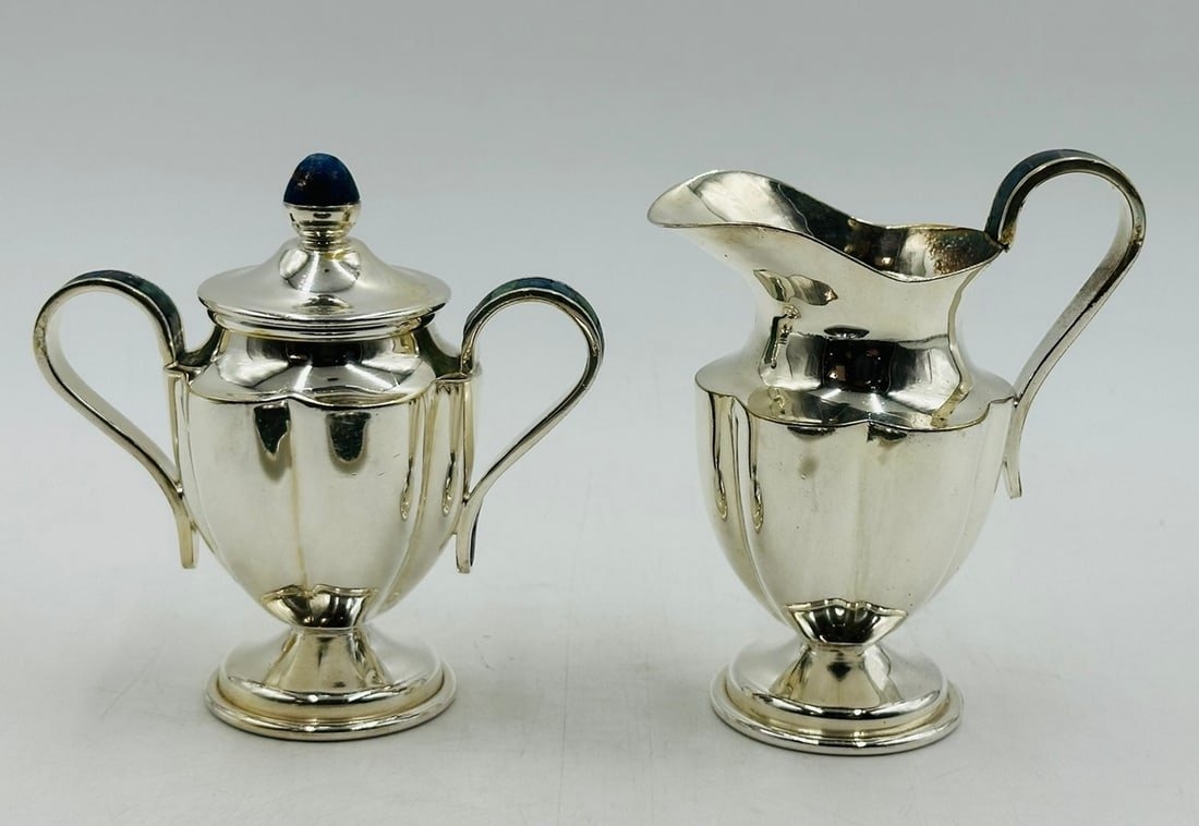 Artwork by Los Castillo, Los Castillo, Tea/Coffee Service Including Tray, Pitcher & Creamer w/ Azurite & Malachite, Mexico, Made of Malachite stone