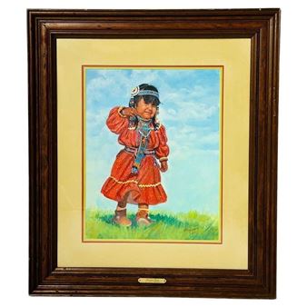 Sunday Best" Painting of a Native American Girl by Carol Theroux (1930-2021 - Carol Theroux