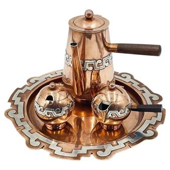 Copper & Silver Coffee/Tea Service by Ana Maria Nunez De Brilanti for Plateria Victoria, Mexico 1960 - Ana Maria Nuñez de Brilanti