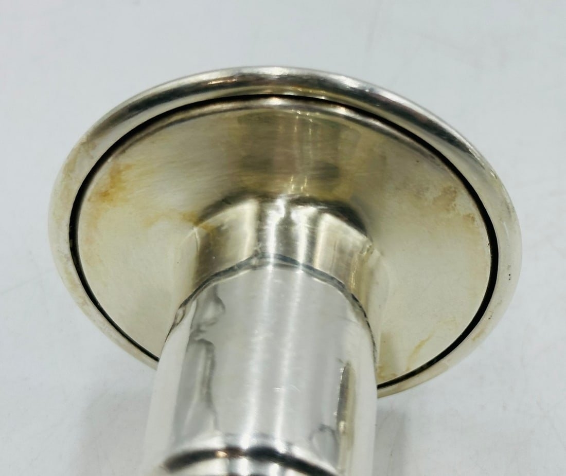 Artwork by Los Castillo, Los Castillo Candle Holders in Silver and Stone Inlay, Mexico 20th Century, Signed, Made of Silver and Stone