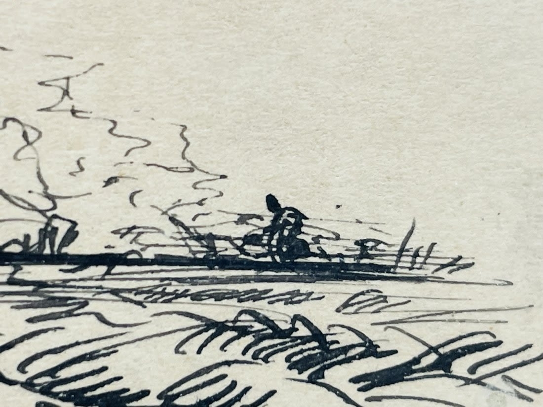 Artwork by Ross Saulet, Ink on Paper Western Artwork Signed Ross Saulet, Made of Ink on Paper