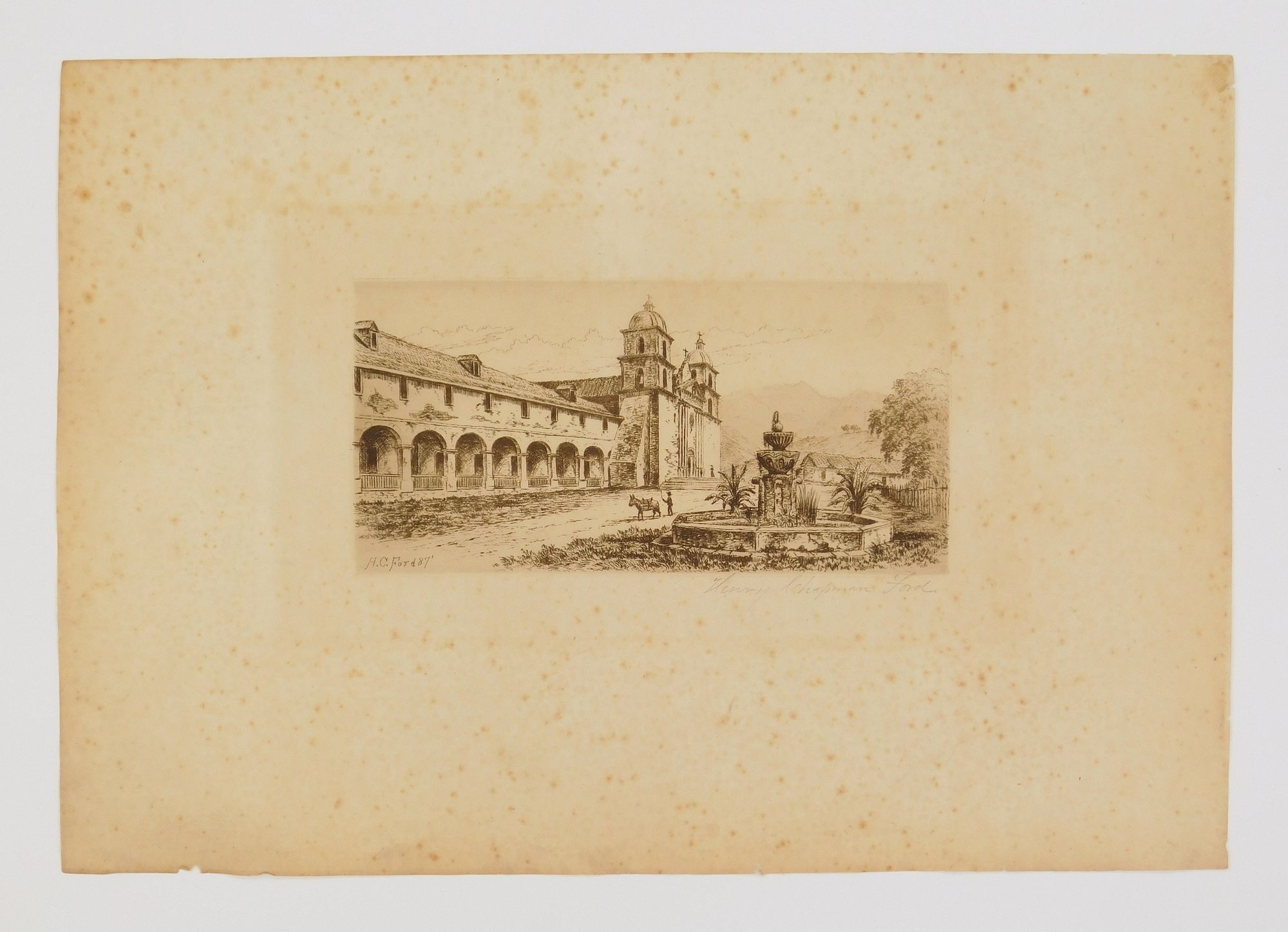 Artwork by Henry Chapman Ford, Mission, Santa Barbara, Made of etching on laid paper