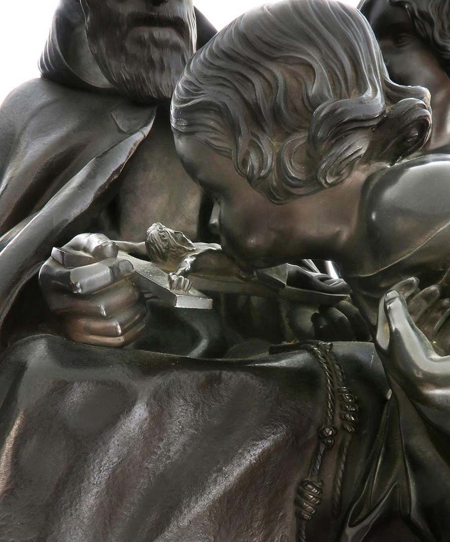 Artwork by Vendredi, A Large Religious Bronze Figural Group "Vendredi Saint, Made of original carved wood