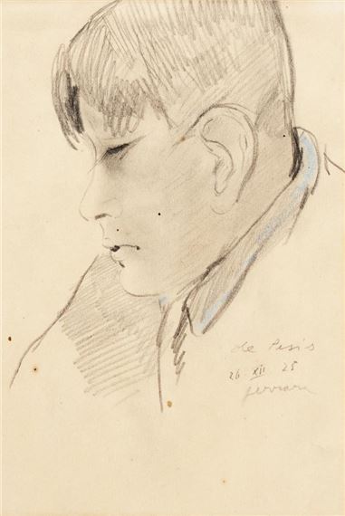 Filippo De Pisis RITRATTO DI GIOVANE matita su carta by Filippo de Pisis, 1925