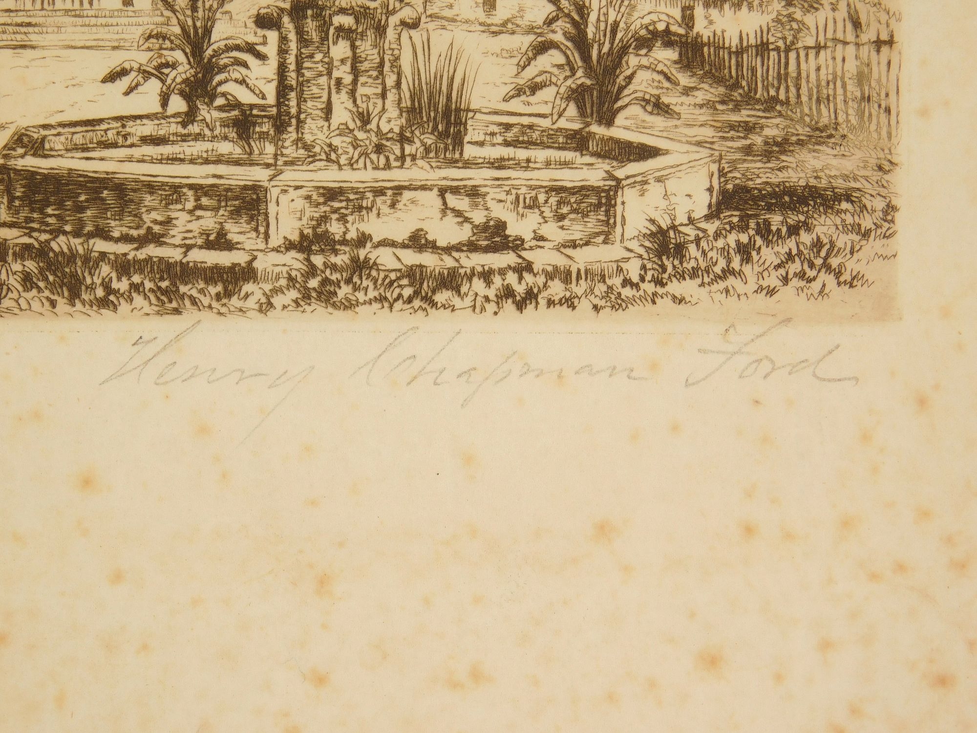 Artwork by Henry Chapman Ford, Mission, Santa Barbara, Made of etching on laid paper