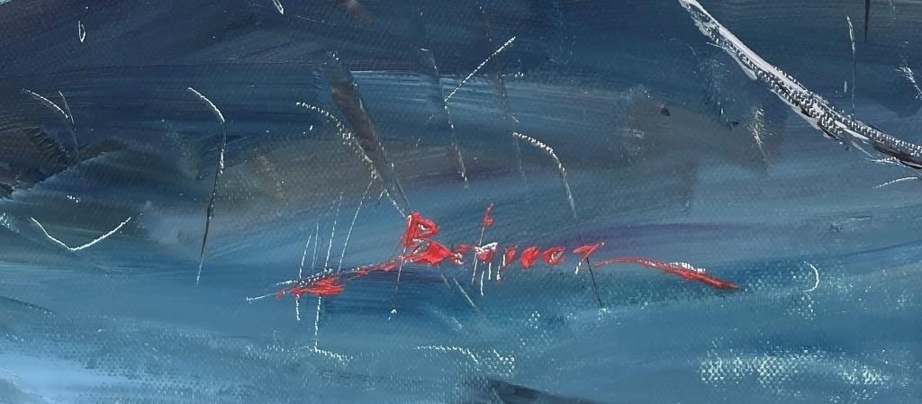 Artwork by Behrooz Meliani, BEHROOZ MELIANI BEACH SCENE PAINTING WITH DORY, Made of oil/canvas