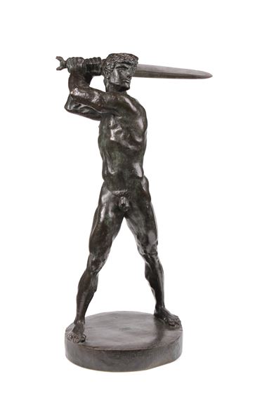 Franz von Stuck. Tettenweis 1863-1928 München. "FEINDE RINGSUM" Bronze by Franz von Stuck, 1915