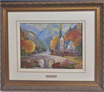 Suzette Genest, Fall Alpine Landscape, Oil, Signed - Suzette Genest
