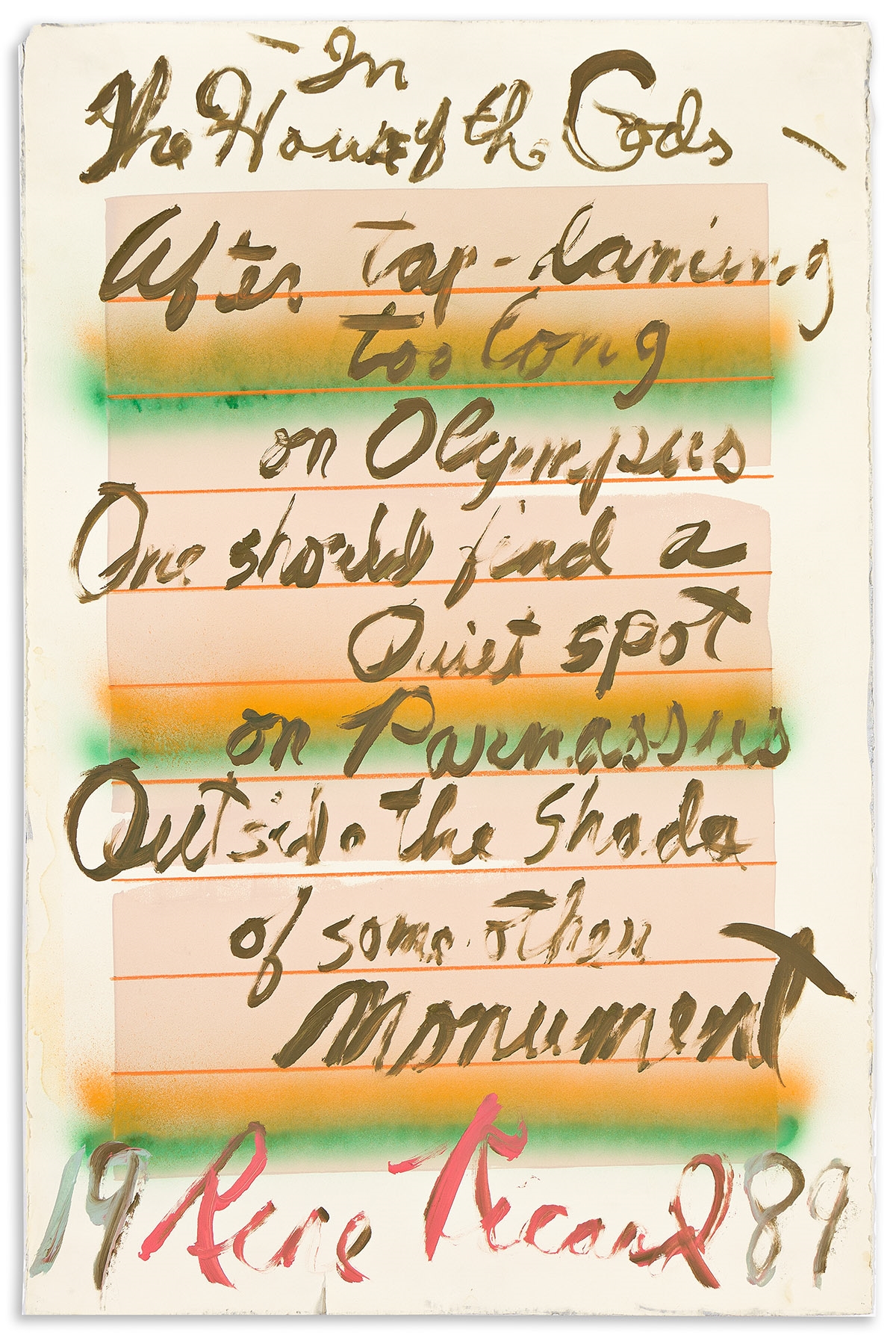 Artwork by Rene Ricard, In the House of the Gods, Made of acrylic and oil on canvas