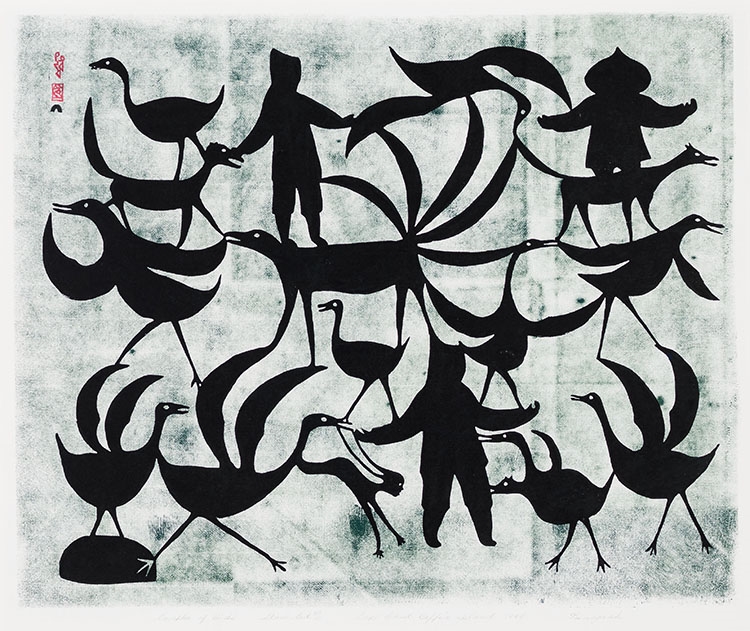 Artwork by Kenojuak Ashevak, Complex of Birds, Made of stonecut on paper