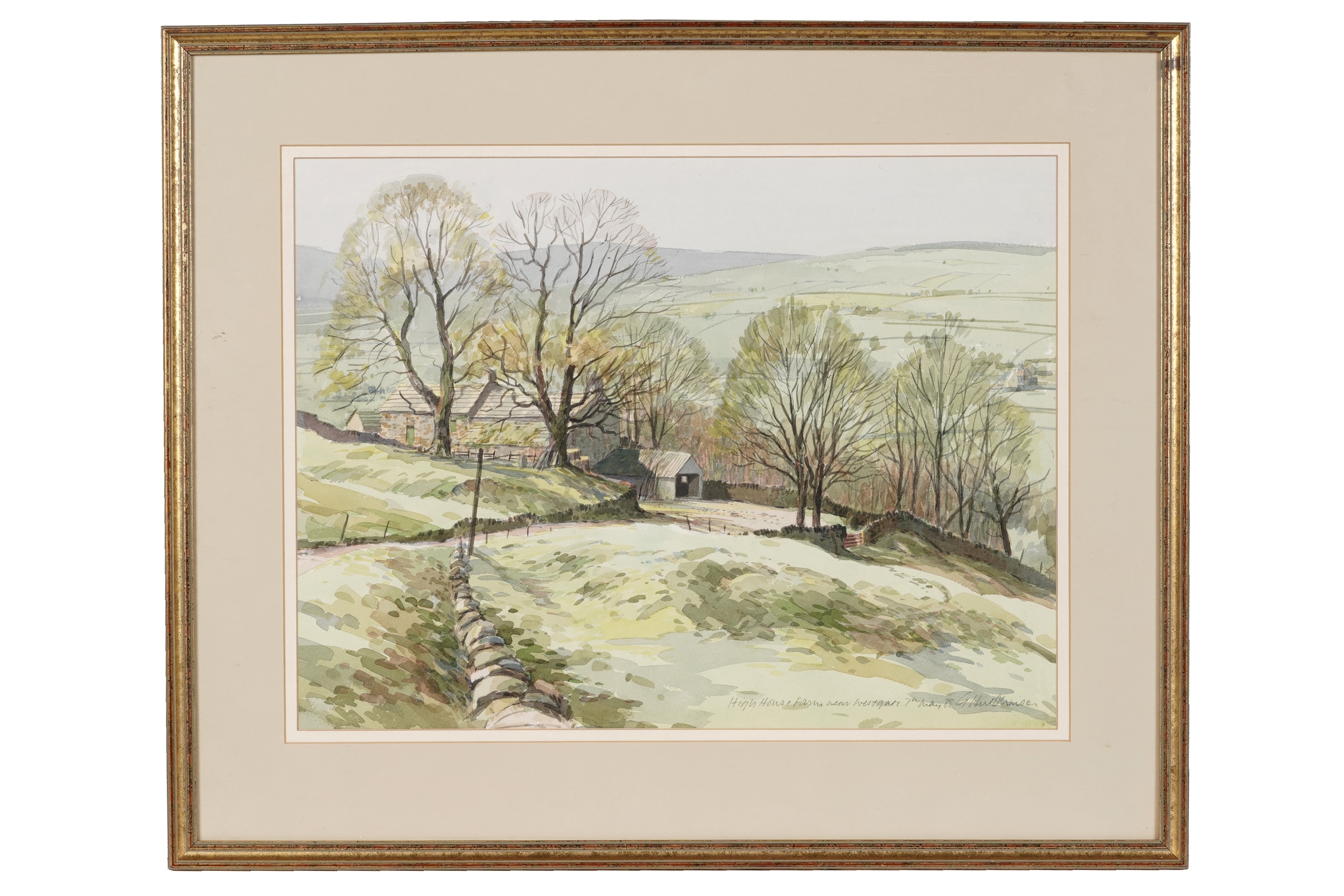 Artwork by George Hutchinson, High House Farm from Westgate, Made of watercolour